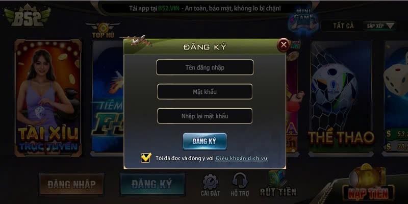 Điền đầy đủ thông tin khi đăng ký B52 Club